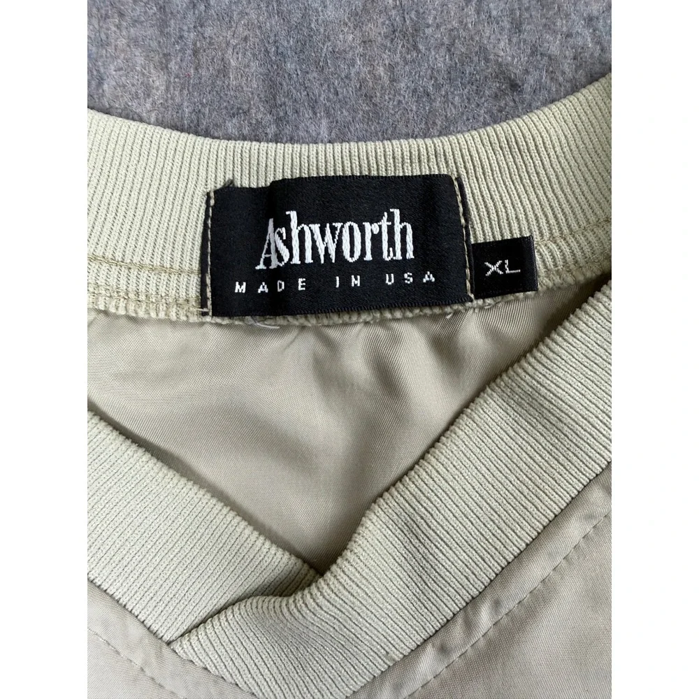 Ashworth Mens Vintage Golf Windshirt V-Neck Pullover Tan XL Made in USA